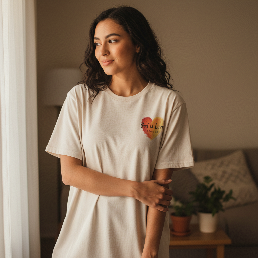 1 John 4:8 (Heavyweight T Shirt)