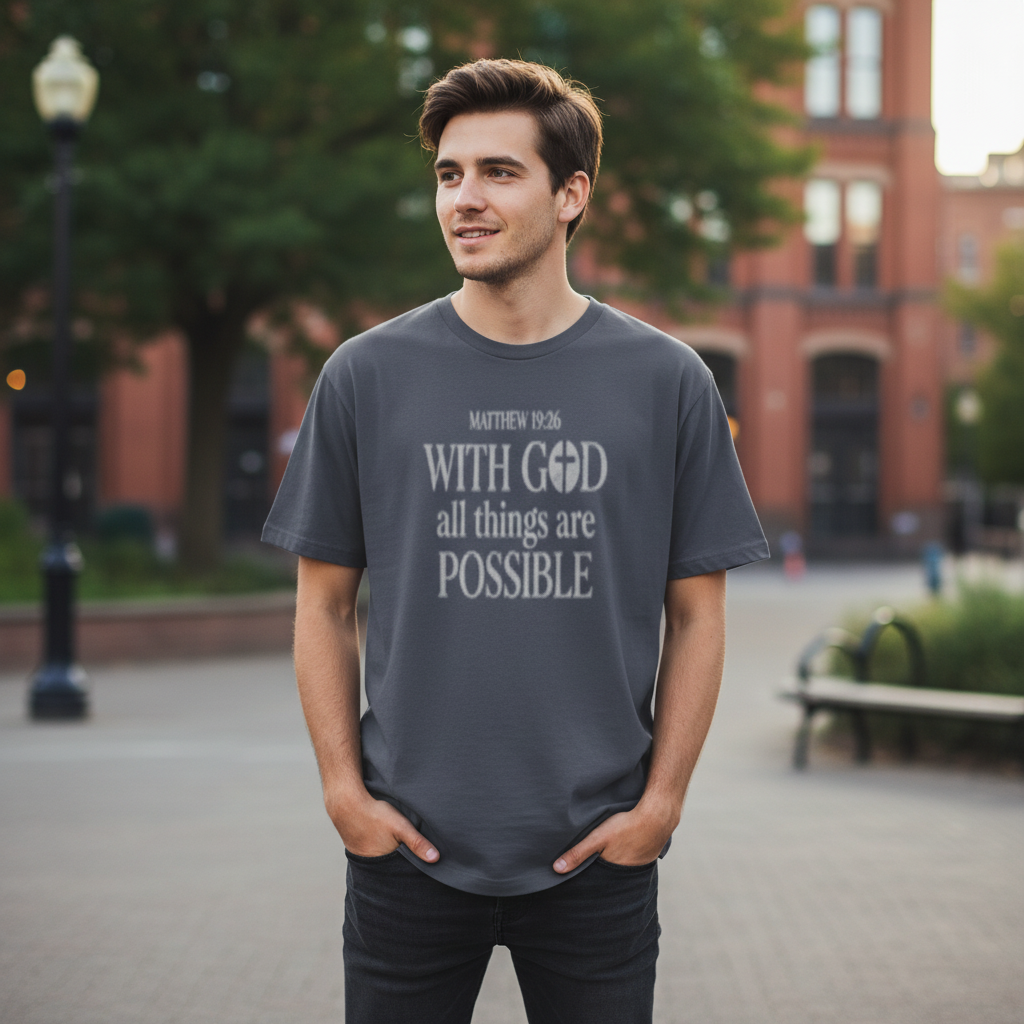 Matthew 19:26 (Heavyweight T Shirt)