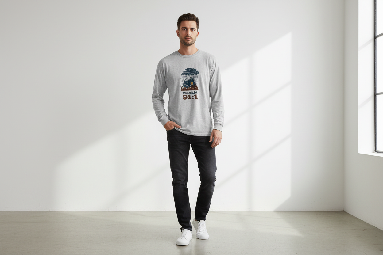 Psalm 91:1 (Heavyweight Cotton LS Tee)